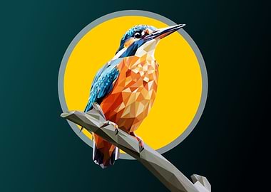 lowpoly kingfisher bird