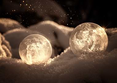 Winter day, frozen bubble