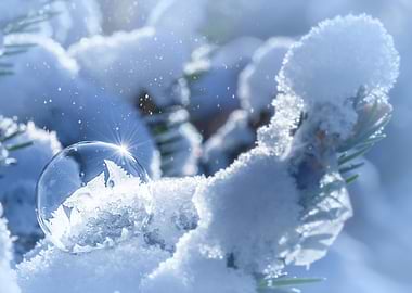 Winter day, frozen bubble