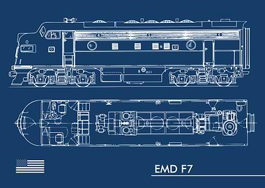 EMD F7 TRAIN USA BLUEPRINT