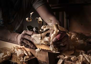 carpenter working hands on