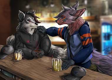 Two friends and two beers