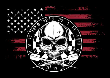 Darts American Flag Skull