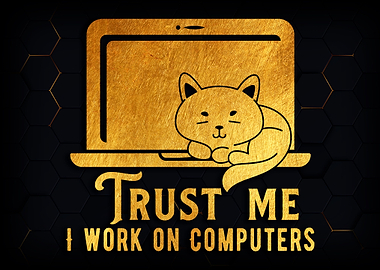 Working on computers cat