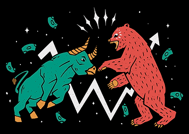 Bull and bear animal fight