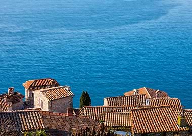 Eze Village Houses And Sea
