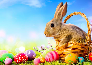 Easter bunny and eggs