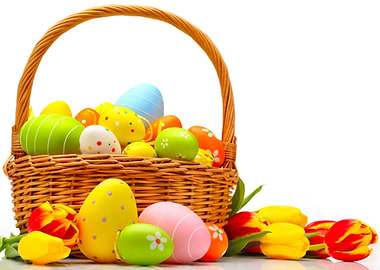 A basket with Easter eggs