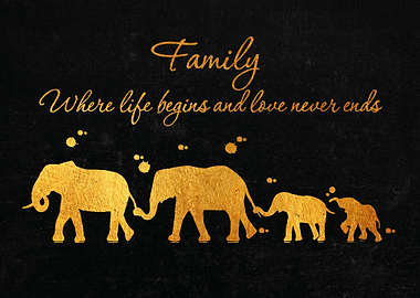 Elephants family poster