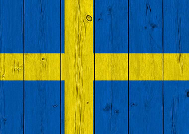 Wooden Texture Sweden Flag