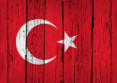 Wooden Texture Turkey Flag
