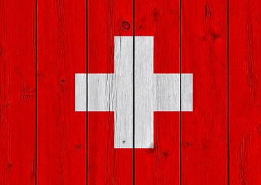 Wooden Texture Swiss Flag