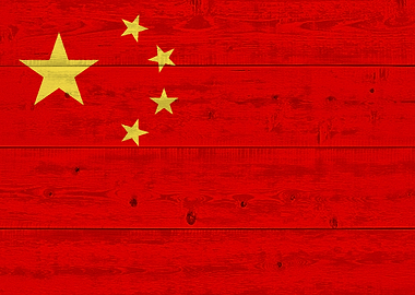 Wooden Texture China Flag