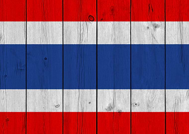 Wooden Texture Thai Flag