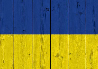 Wood Texture Ukraine Flag
