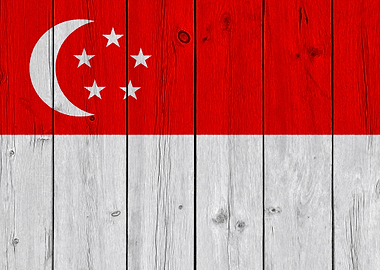 Wooden Singapore Flag