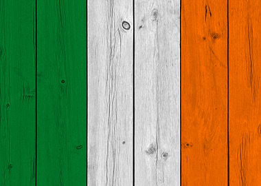 Wood Texture Ireland Flag