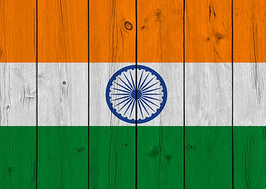 Wooden Texture India Flag