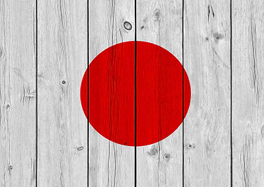 Wooden Texture Japan Flag