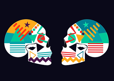 Colorful geometric skulls