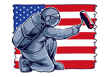 Astronaut Painting US Flag
