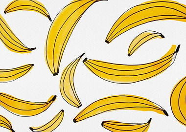 Watercolor and ink bananas