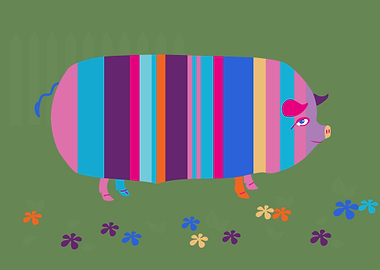 Striped Pig Vintage 1970s