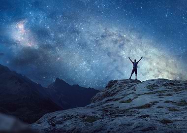 Starry Night On A Mountain