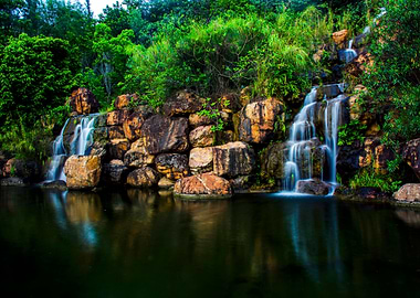 Waterfall in Forest Nature