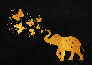 Elephant Spraying Butterfl