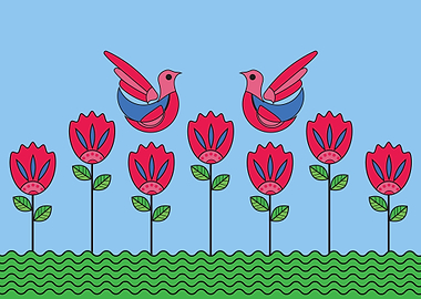 Mexican Flowers and Birds