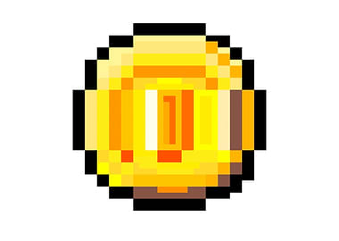 Pixel art golden coin priz