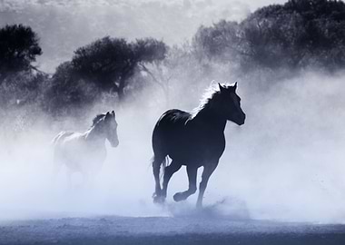 Horses running