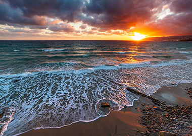 Dramatic sunset on the sea