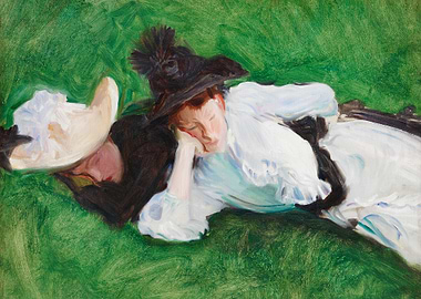 Two Girls on a Lawn