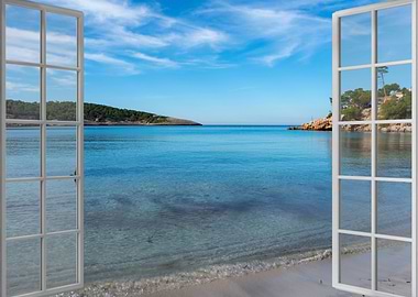 Open window view beach