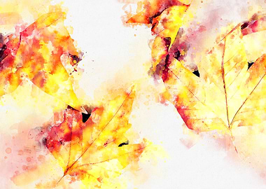 Watercolor autumn leaves