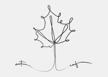 autumn leaf line art