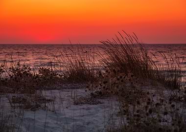 Orange sunset over the sea