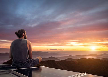 Man Watching The Sunset