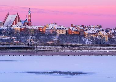 Warsaw Skyline At Dawn