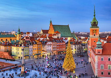 Old Town Of Warsaw At Dusk