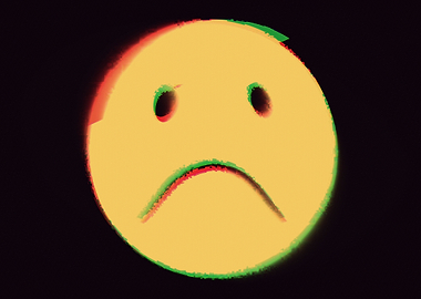 Smile sad face wide goofy