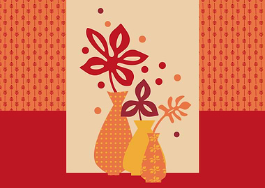 Ikebana Red Leaves in Vase