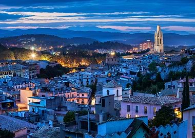 Girona Blue Hour Cityscape