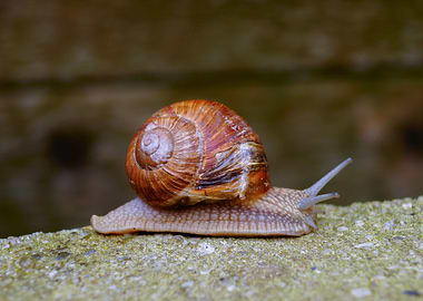 Snail crawling in Nature