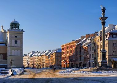 Warsaw City Winter Skyline