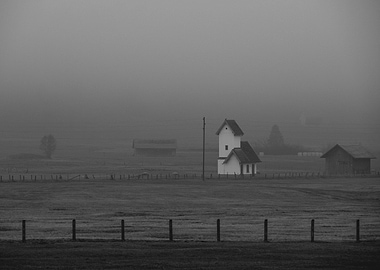 Foggy Chapel in the Marsh
