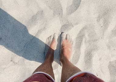 Beach feet pov shadow hour