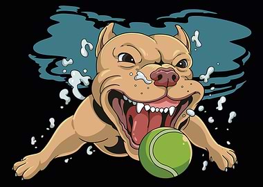 Swimming Pitbull Poster